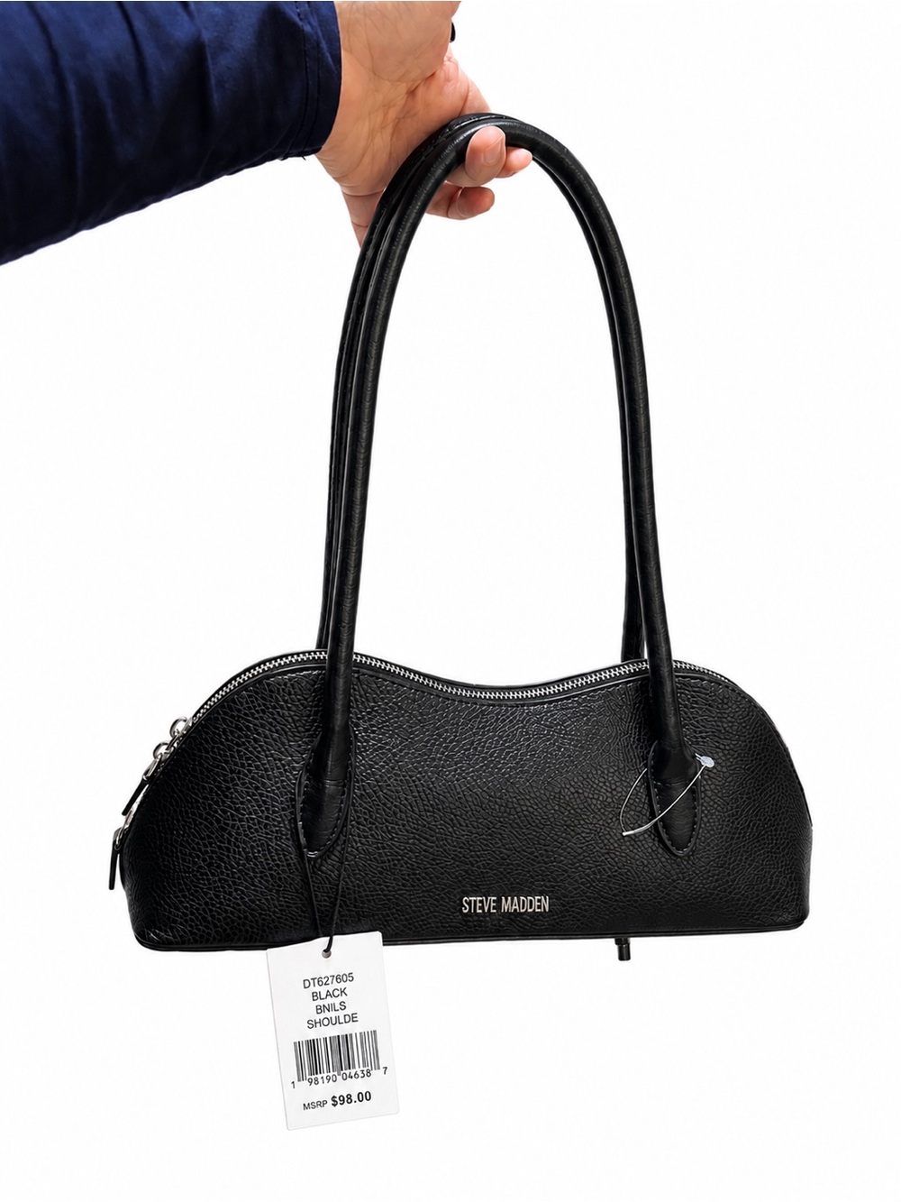 Steve Madden Black Shoulder Bag BNWT w/ Original Charm - Picture 8 of 15